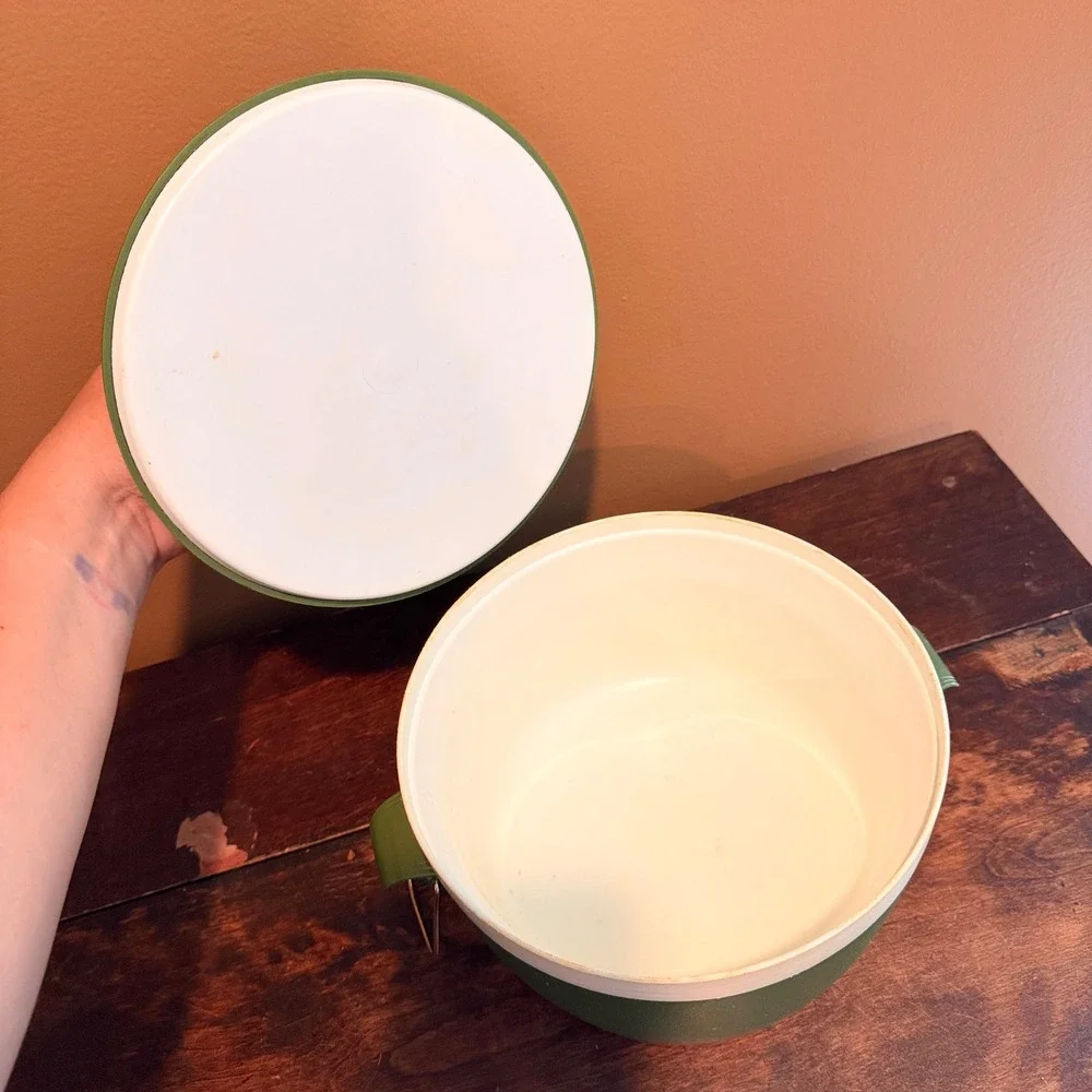 Vintage‎ Sunfrost Thermo-O-Ware Ice Bucket Green White Mid Century Barware
